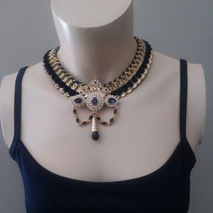 Handmade recycled Moroccan-themed bridal dangle statement necklace choker OOAK